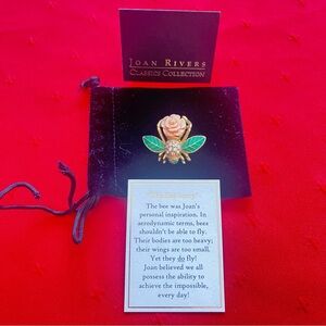 Rare Joan Rivers Gold and Green Bee Brooch